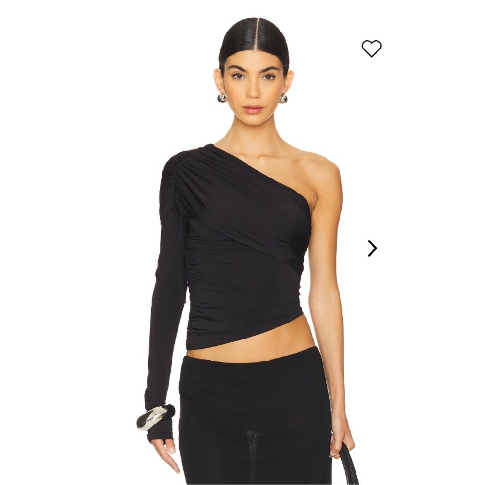NWT Lovers and Friends Jaya Black Ruched One Shoulder Top Medium